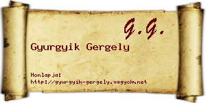 Gyurgyik Gergely névjegykártya